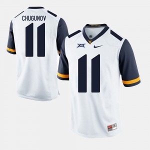 Men's WVU Alumni Football Game #11 Chris Chugunov college Jersey - White