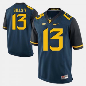Men's #13 Alumni Football Game Mountaineers David Sills V college Jersey - Blue