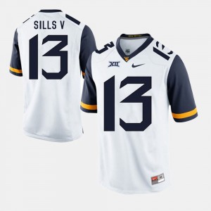 Men Alumni Football Game #13 West Virginia Mountaineers David Sills V college Jersey - White