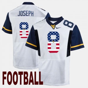 Men's US Flag Fashion West Virginia University #8 Karl Joseph college Jersey - White