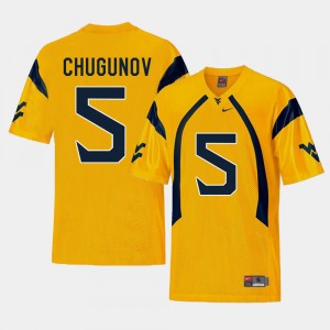 Mens Replica West Virginia University Football #5 Chris Chugunov college Jersey - Gold
