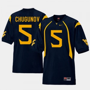 Men's Replica Football #5 WVU Chris Chugunov college Jersey - Navy