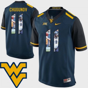 Mens Football Pictorial Fashion WV #11 Chris Chugunov college Jersey - Navy