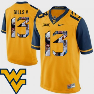 Men's Football #13 WV Pictorial Fashion David Sills V college Jersey - Gold