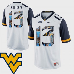Men's West Virginia University Pictorial Fashion #13 Football David Sills V college Jersey - White