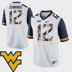 Men Football Pictorial Fashion WVU #12 Gary Jennings college Jersey - White