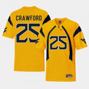 Mens WVU Football #25 Replica Justin Crawford college Jersey - Gold