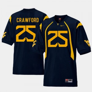 Men's Football #25 Replica Mountaineers Justin Crawford college Jersey - Navy