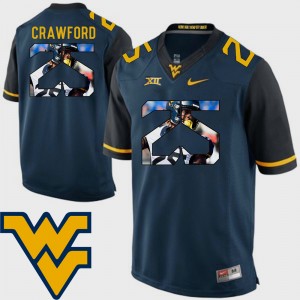 Men's #25 Justin Crawford college Jersey - Navy Pictorial Fashion Football WVU