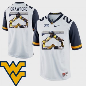 Men Pictorial Fashion #25 WV Football Justin Crawford college Jersey - White