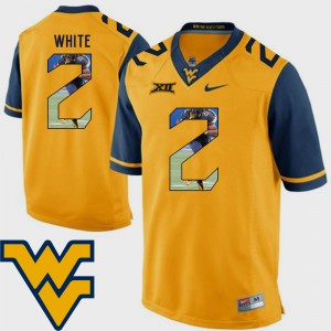 Men #2 West Virginia University Football Pictorial Fashion Ka'Raun White college Jersey - Gold