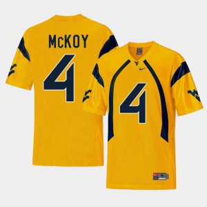 Men Replica West Virginia University #4 Football Kennedy McKoy college Jersey - Gold