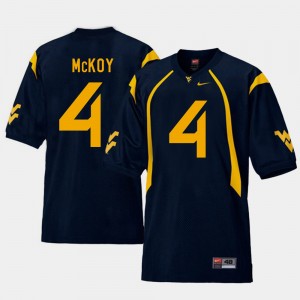 Men Replica #4 Football West Virginia University Kennedy McKoy college Jersey - Navy
