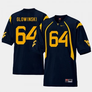Mens WVU Football #64 Replica Mark Glowinski college Jersey - Navy