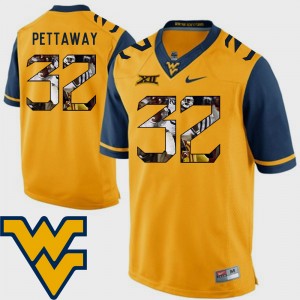 Men's #32 Football Pictorial Fashion West Virginia Martell Pettaway college Jersey - Gold