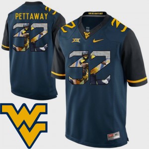 Men West Virginia Mountaineers Pictorial Fashion Football #32 Martell Pettaway college Jersey - Navy