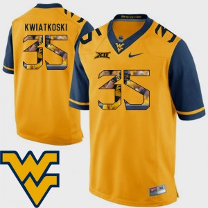 Men West Virginia Mountaineers #35 Pictorial Fashion Football Nick Kwiatkoski college Jersey - Gold