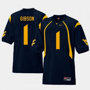 Men's Replica West Virginia Mountaineers Football #1 Shelton Gibson college Jersey - Navy