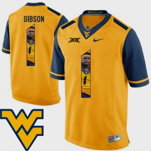 Mens #1 Pictorial Fashion Football WV Shelton Gibson college Jersey - Gold