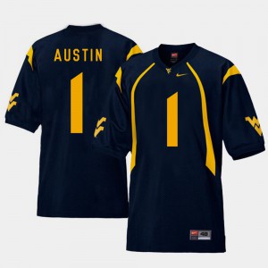 Men's WV #1 Replica Football Tavon Austin college Jersey - Navy