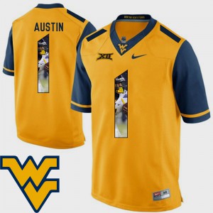 Men's Pictorial Fashion Football West Virginia Mountaineers #1 Tavon Austin college Jersey - Gold