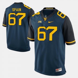 Mens West Virginia Mountaineers #67 Alumni Football Game Quinton Spain college Jersey - Blue