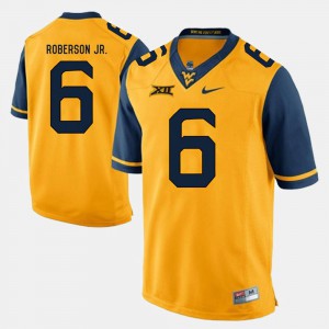 Men's #6 West Virginia University Alumni Football Game Reggie Roberson Jr. college Jersey - Gold