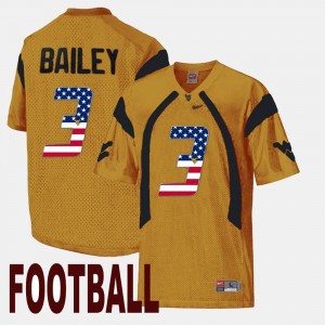 Men #3 US Flag Fashion West Virginia Stedman Bailey college Jersey - Gold