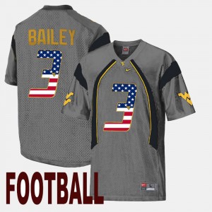Men WVU #3 US Flag Fashion Stedman Bailey college Jersey - Gray