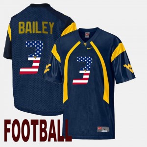 Men #3 WVU US Flag Fashion Stedman Bailey college Jersey - Navy